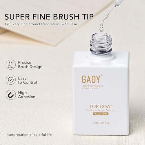 GAOY No Wipe Gel Top Coat for Chrome Powder & Rhinestones 12ml
