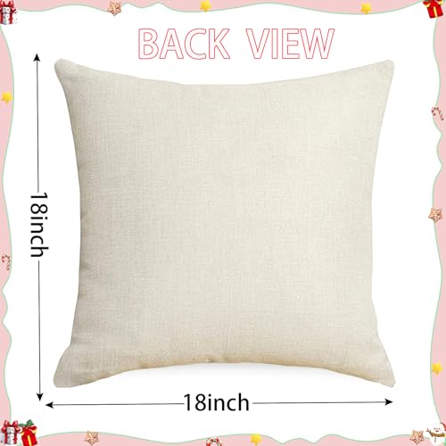 Christmas Pillow Covers Set of 4 - 18x18 Inch Santa & Snowman Decor