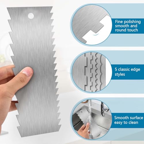 SenseYo 3 Pcs 9 Inch Stainless Steel Cake Scrapers Double Sided Decorating Tools