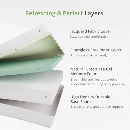 EGOHOME Twin Size Memory Foam Mattress - 12-Inch Cooling Gel for Pressure Relief | CertiPUR-US Certified, 75''L x 38''W, White