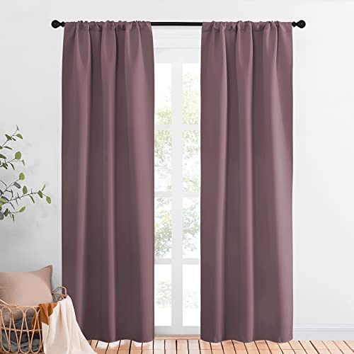 NICETOWN Room Darkening Curtains - Dry Rose, 34" x 84" (Set of 2)