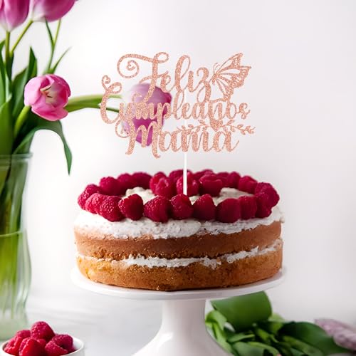 Feliz Cumpleaños Mamá Cake Topper - Spanish Happy Birthday Mom Decoration