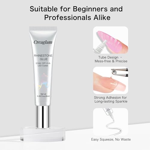 Creaglam Rhinestone Glue for Nails - 2 Pack 16ml Strong Gel Adhesive
