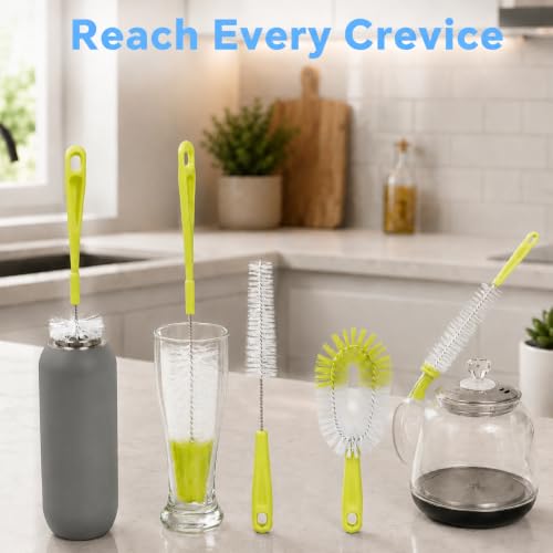 Tayiamel Green 5-Piece Bottle Brush Set with Straw Cleaner