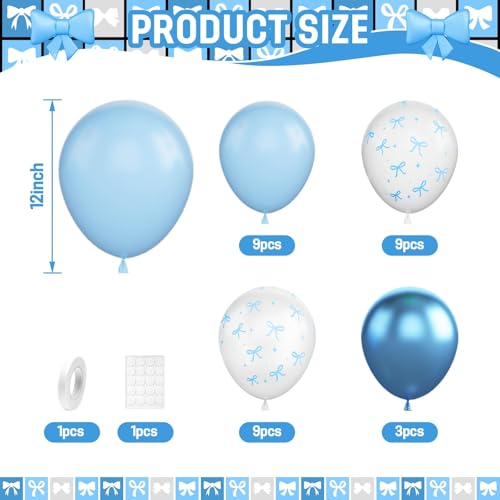 30 Pcs Blue Bow Balloon Set - Latex Party Decorations for Birthdays
