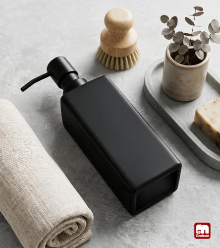 GMISUN Black Glass Soap Dispenser with Stainless Steel Pump - 12 oz