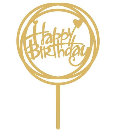 Gold Acrylic Happy Birthday Cake Topper Set - 10 PCS