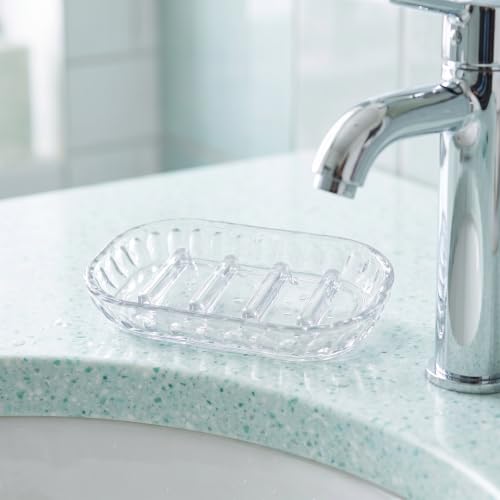 Cobee Clear Soap Dish with Drainage Tray - 2 Pack for Shower