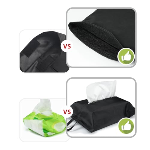 Black Toilet Paper Holder - Reusable Tissue Box Cover for Home & Travel