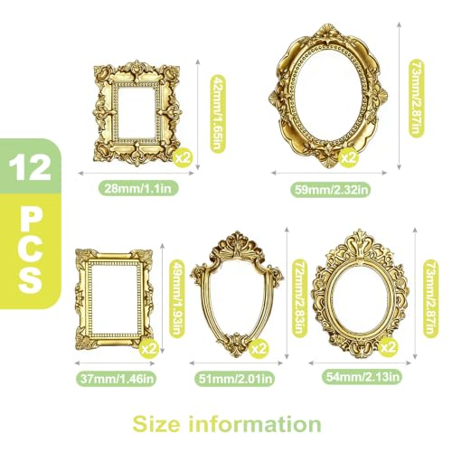 10 Mini Vintage Gold Picture Frames - Ornate Resin Photo Displays