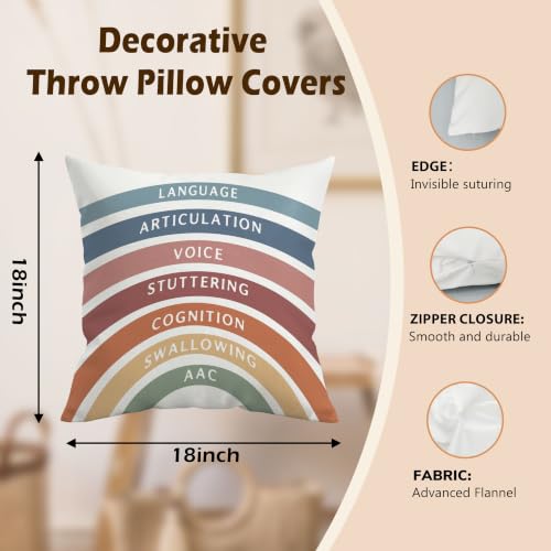 Boho Rainbow Mental Health Pillow Cover 18x18 - Back-to-School