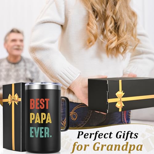 Black 20oz Insulated Coffee Mug - Best Papa Ever Gift from Daughter Son