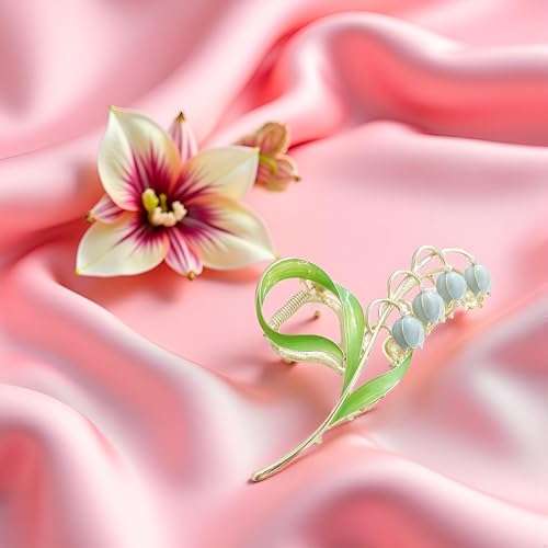 Metal Floral Hair Claw Clip Blue Orchid Lily Flower Jaw Clamp