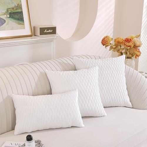 TAOSON Velvet Throw Pillow Covers, 18x18 Striped Gold Yellow, Set of 2