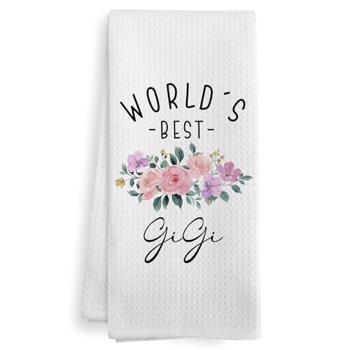 Gigi Kitchen Towels - Christmas & Mother's Day Gift for Grandma - 16x24 Inch Floral Dish Hand Towels - Perfect for Kitchen & Bathroom - Variation: Gigi