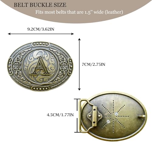 Vintage Cowboy Belt Buckle with Initials for Men & Women