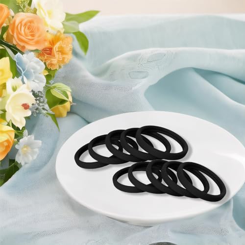 Black Hair Ties 60 Pcs, 2 Inch Seamless No-Damage Elastic Hair Bands