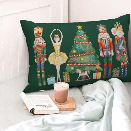 Green Nutcracker Pillow Covers 12x20 Set of 2 for Christmas Decor