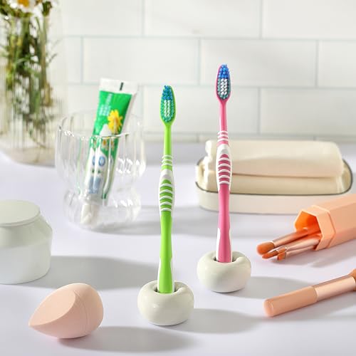 DQELFA 2-Piece Ceramic Toothbrush Holder with Sea-Themed Designs