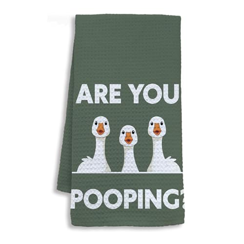 Funny Duck Hand Towels - Humorous Bathroom Decor, 16x24 Inch