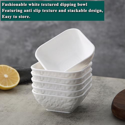 Kyraton 6-Piece 6oz Plastic Dipping Bowls Set - White Condiment Servers