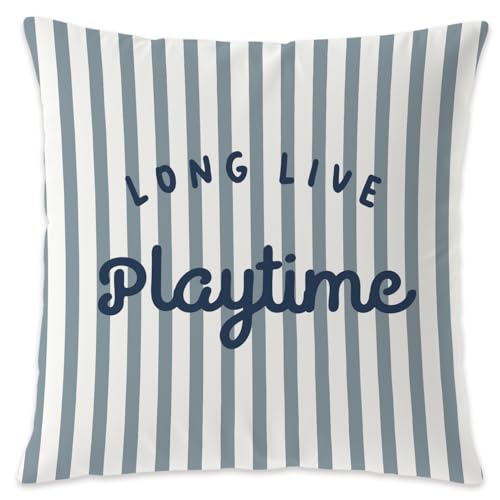 Blue and White Striped Flannel Throw Pillow Cover 18x18 for Nursery Decor