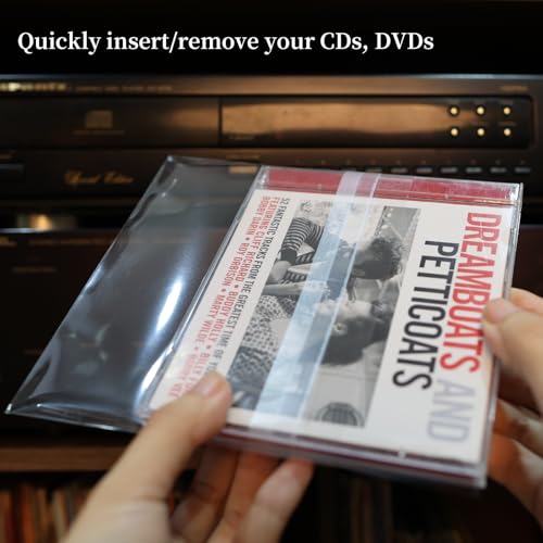 50-Pack CD & DVD Protective Sleeves - Clear Plastic Storage Envelopes