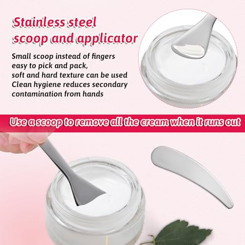JJUNW 2Pcs Stainless Steel Cosmetic Spatula Mini Makeup Spoon Set