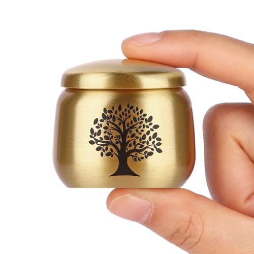 Tree of Life Mini Urn for Ashes - 1.6''x1.5'' Brass Keepsake
