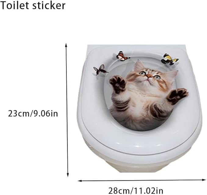 3D Kitten Toilet Lid and Tank Cover Decal Stickers Set of 2