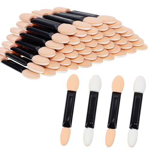 Dual-Sided Eyeshadow Sponge Applicator Brushes with Storage Container, 20 Pack