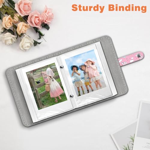 Fintie Mini Photo Album for 2x3 Inch Prints - 52 Pocket Travel Album in Pink