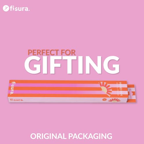 Fisura Colorful Pink and Orange Stripe Wooden Folding Fan with Wrist Strap – Summer Travel & Beach Accessory