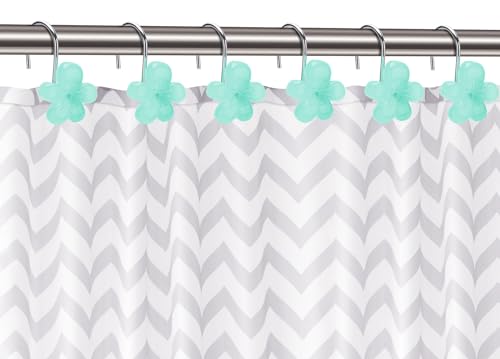 Glow in The Dark Flower Shower Curtain Hooks - 12 Durable S-Hooks