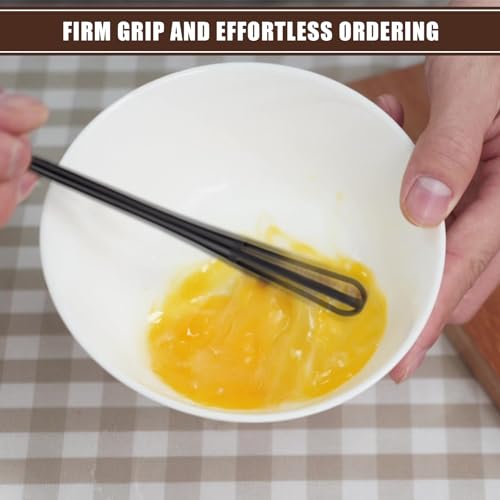 NQEUEPN 6Pcs Mini Plastic Whisks 2-in-1 Small Egg Whisk and Spatula Stirrer
