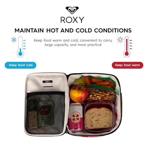 Roxy Insulated Lunch Bag | Reusable | Cooler | Snack Bag | Container | Picnic | Work | Leakproof | Beach | Vacation | Camping, Groove In Life - Anthracite Kerala Border