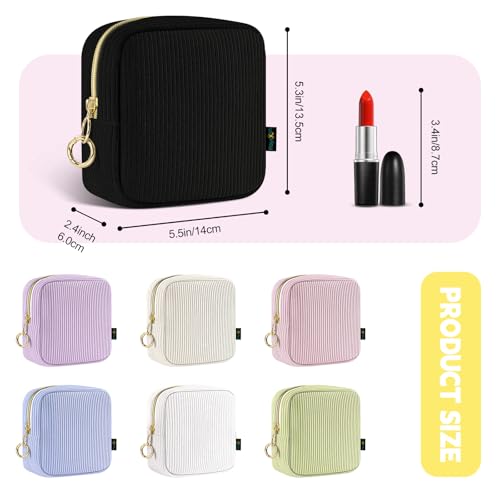 Corduroy Small Makeup Bag for Purse Portable Mini Travel Cosmetics Pouch