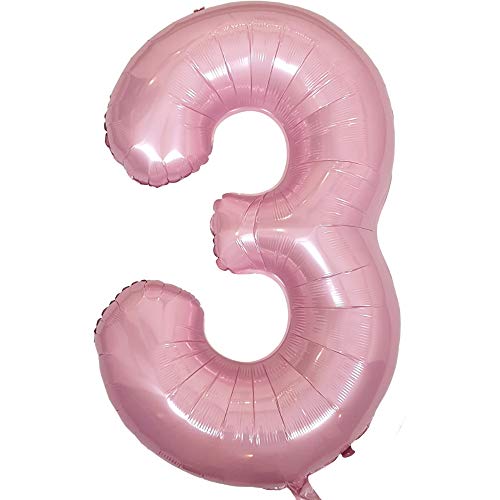 40 Inch Pastel Pink Number 3 Balloon - Large Foil Decoration