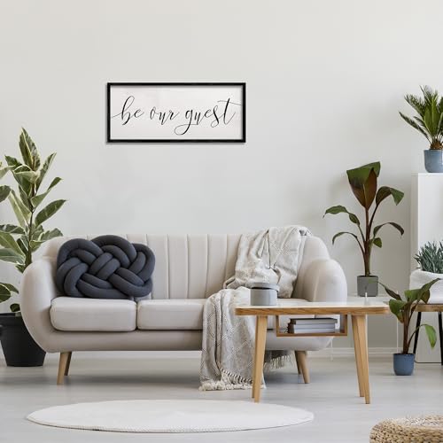 Stupell Industries Be Our Guest Script White Wood Look Typography, Design by Daphne Polselli Wall Art, 13 x 30