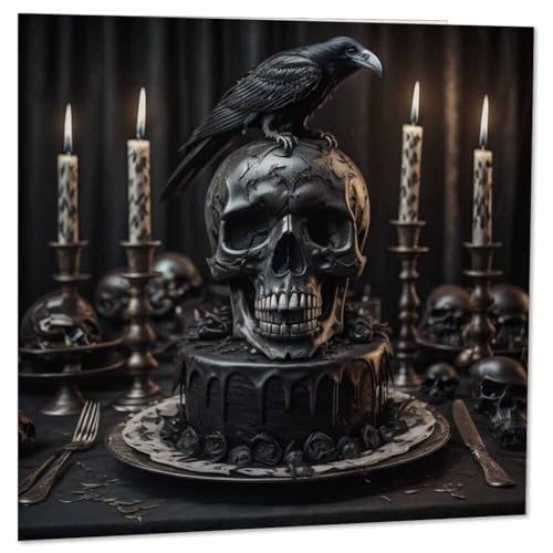 Gothic Skull Raven Birthday Card - Alternative Greeting Card 145mm