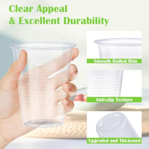 Lamosi 16 oz Disposable Clear Plastic Cups - 1000 Pack, Crack-Resistant & Heat Resistant