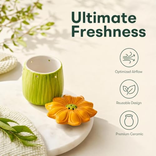 Ceramic Flower Refrigerator Deodorizer Jar - Natural Odor Absorber