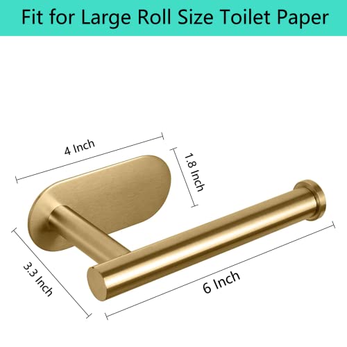 Kinbrace Self-Adhesive Toilet Paper Holder - Brushed Gold Stainless Steel