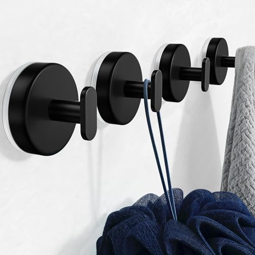 pickpiff 15lb Heavy Duty Suction Cup Hooks - Matte Black, 4 Pack