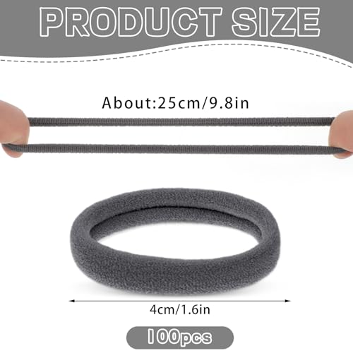 Neutral Hair Ties 100-Pack, Seamless Stretchy Ponytail Holders for Thick and Thin Hair