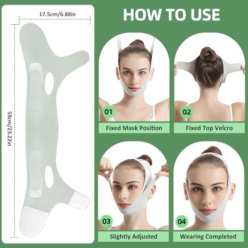 Reusable Facial Lifting Belt V-Line Mask & Chin Strap (Green)