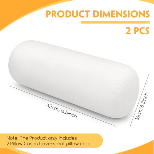 Jeffdad 2-Pack Round Bolster Pillow Covers - White Neck Roll Cases