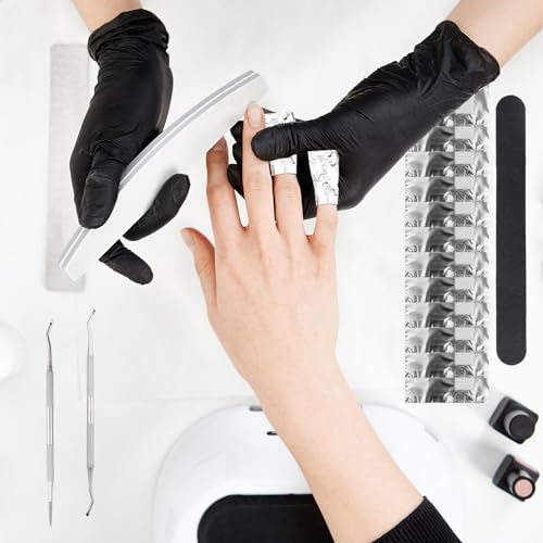 LUSTRIB 50 Pcs Nail Foil Wraps with Cotton Pads for Gel & Acrylic Removal