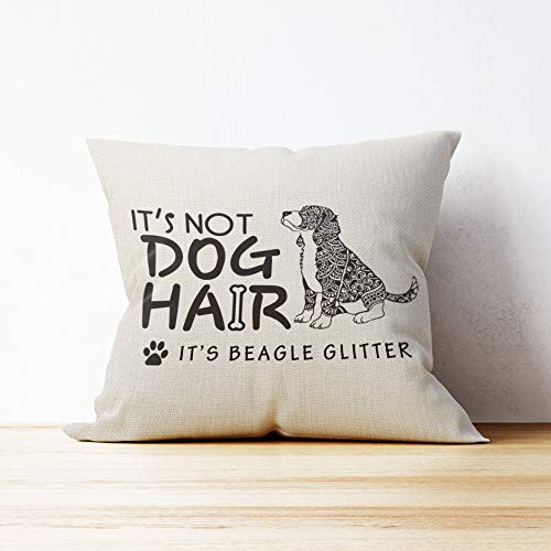 Beagle Dog Throw Pillow Cover 18x18 - Beige Linen Cushion Case