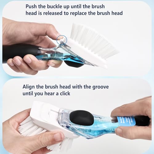 Dish Brush Replacement Heads for OXO - 4 Pack, White Stiff Nylon Bristles
